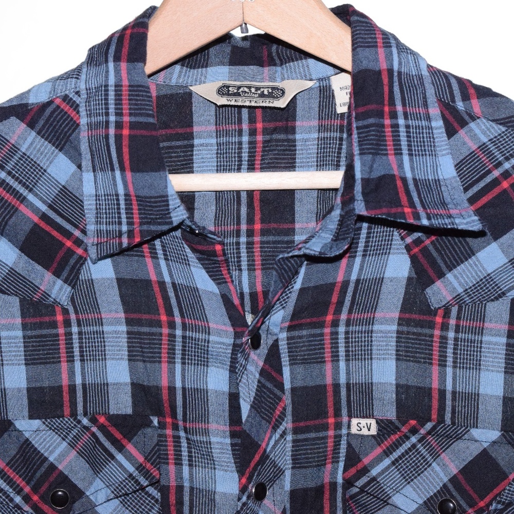 SALT VALLEY WESTERN Medium Blue Red Plaid